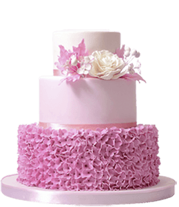 Three-tier pink cake for party