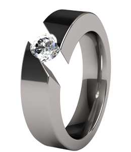 Titanium diamond wedding ring for bridegroom
