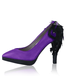 Trendy high heel footwear with black feather