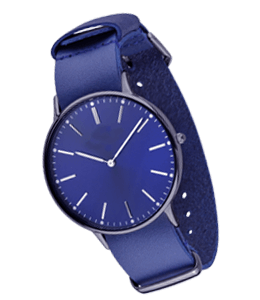 Trendy round dial watch with blue strap