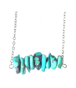 Turquoise stones set in a necklace