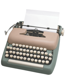 Vintage typewriter of beige and blue-green