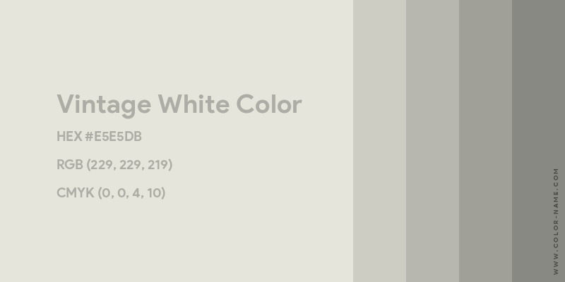 Vintage White color image with HEX, RGB and CMYK codes