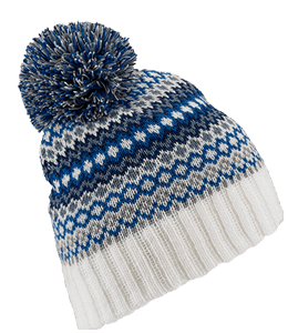 Warm winter hat made of wool - blue, white and gray