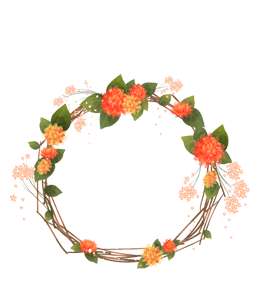 Watercolor circular flower border