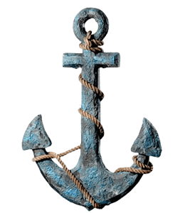 Weathered Blue Colored Old Anchor for Decoration