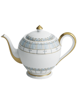 White British tea pot with gold design