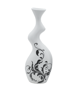 White and black ceramic vase