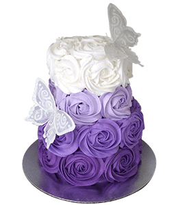 White and Purple Wedding cake