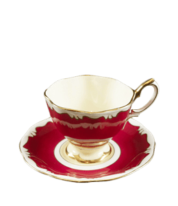 White and red cup plate
