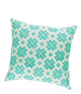 White and turquoise color soft cushion