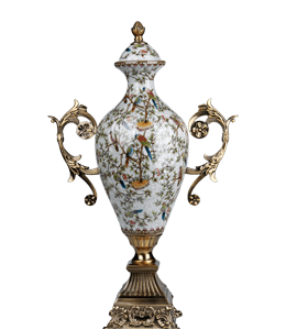 White & Gold Hand Printed Royal Vase