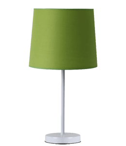 White lamp with green colored shade