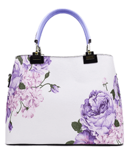 White or light pink handbag with lavender flowers