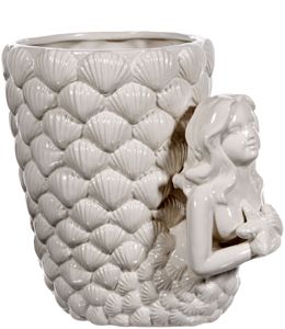 White ornate vase with mermaid