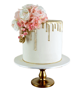 White Pink Gold Decorated Cake