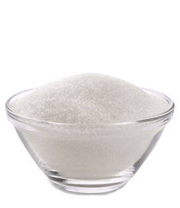 White sugar in glass bowl
