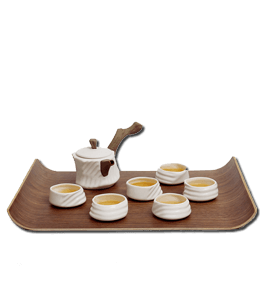 Wooden and ceramic Chinese tea set