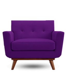 Wooden chair with dark purple upholstery