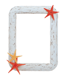 Wooden frame with starfish