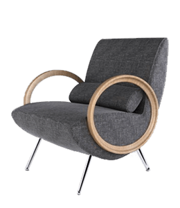 Wooden handle modern chair with gray upholstery