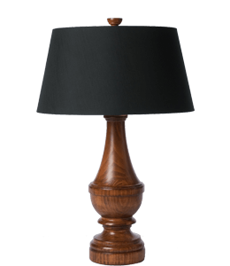 Wooden Lamp with Black Shade