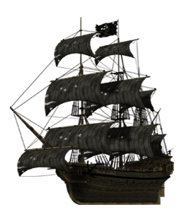 Wooden ship in sea