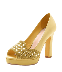 Yellow high heel ladies footwear