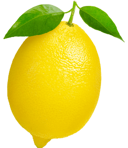 Yellow lemon with leaf