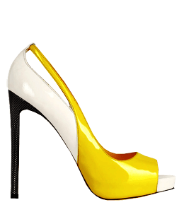 Yellow-white high heels ladies footwear